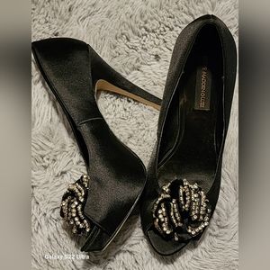 Satin Black Peep Toe Pump (Steve Madden Luxe)  Used Once